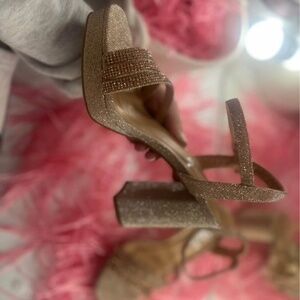 SHEIN gold chunk heels